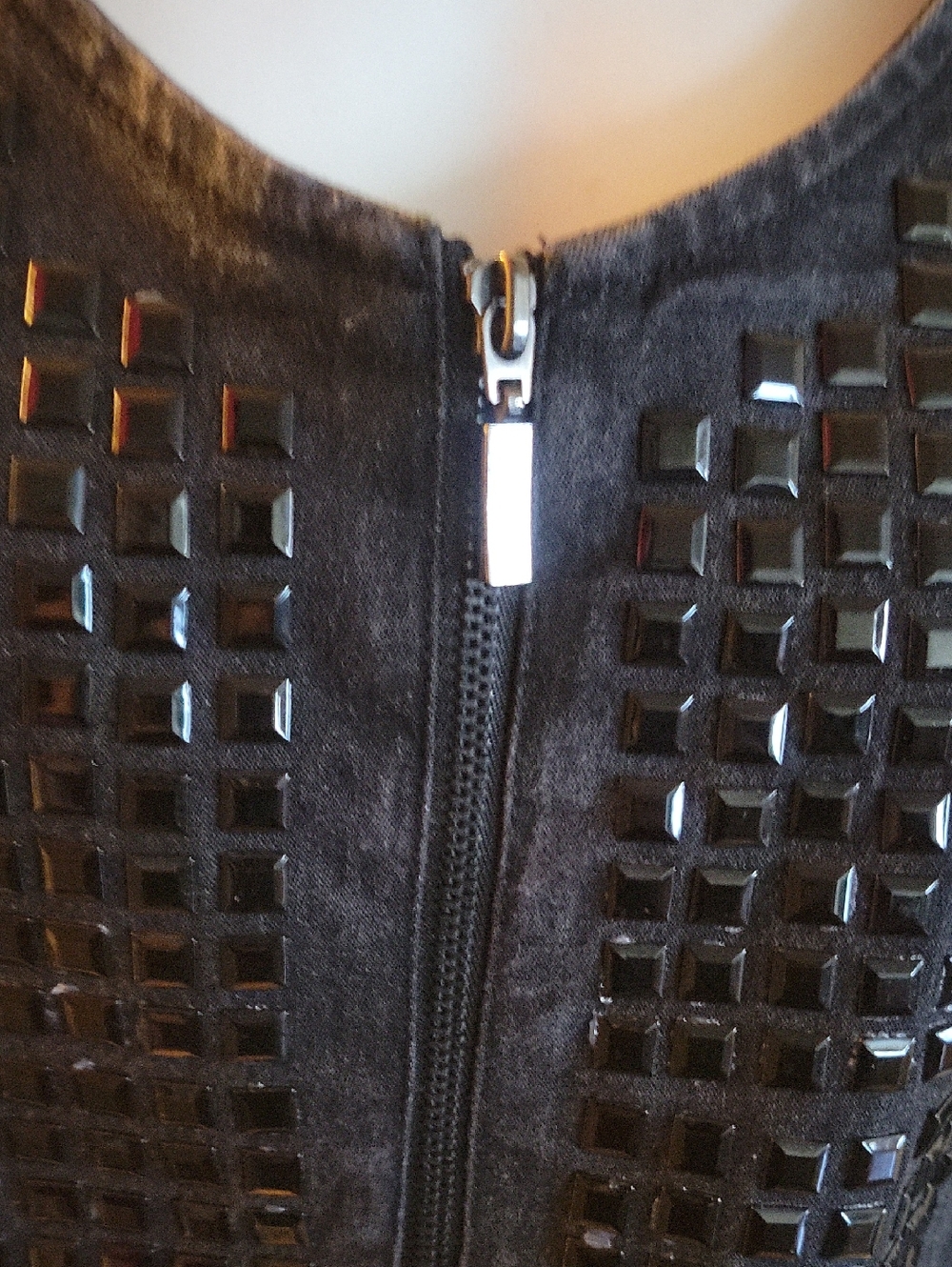 Womens Black Textured Zip-Front Jacket - Picture 4 of 7